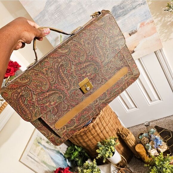 VTG Made In Korea Evelope Style Paisley Print Portfolio Briefcase. - Picture 1 of 15